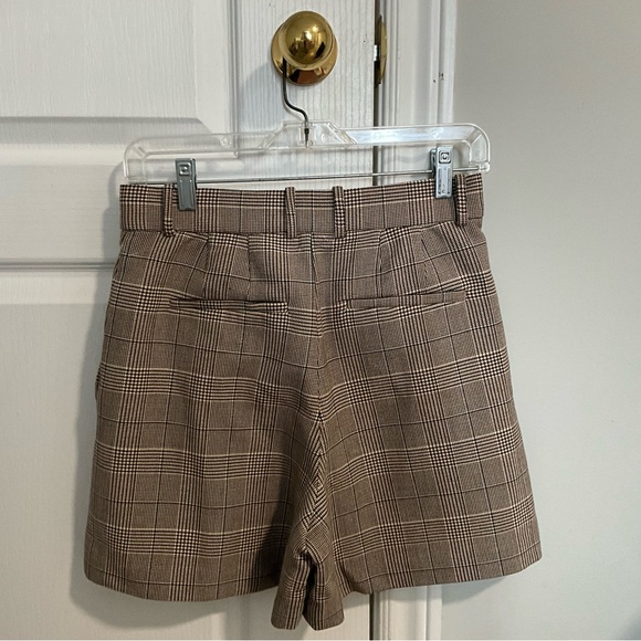 Babaton Plaid Brown Women's Shorts - Picture 2 of 3